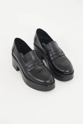 Black Leather CC Platform Loafer