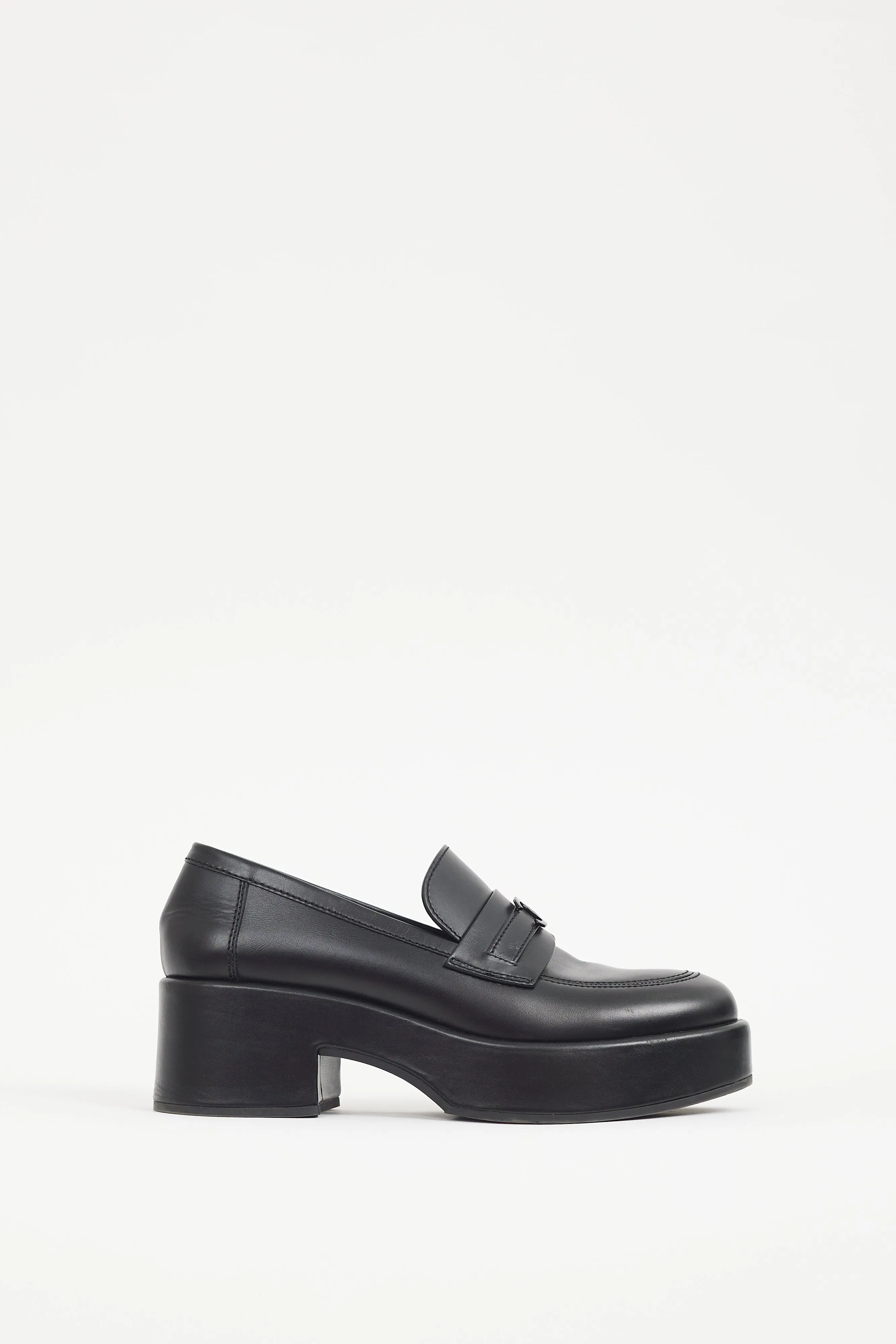 Black Leather CC Platform Loafer