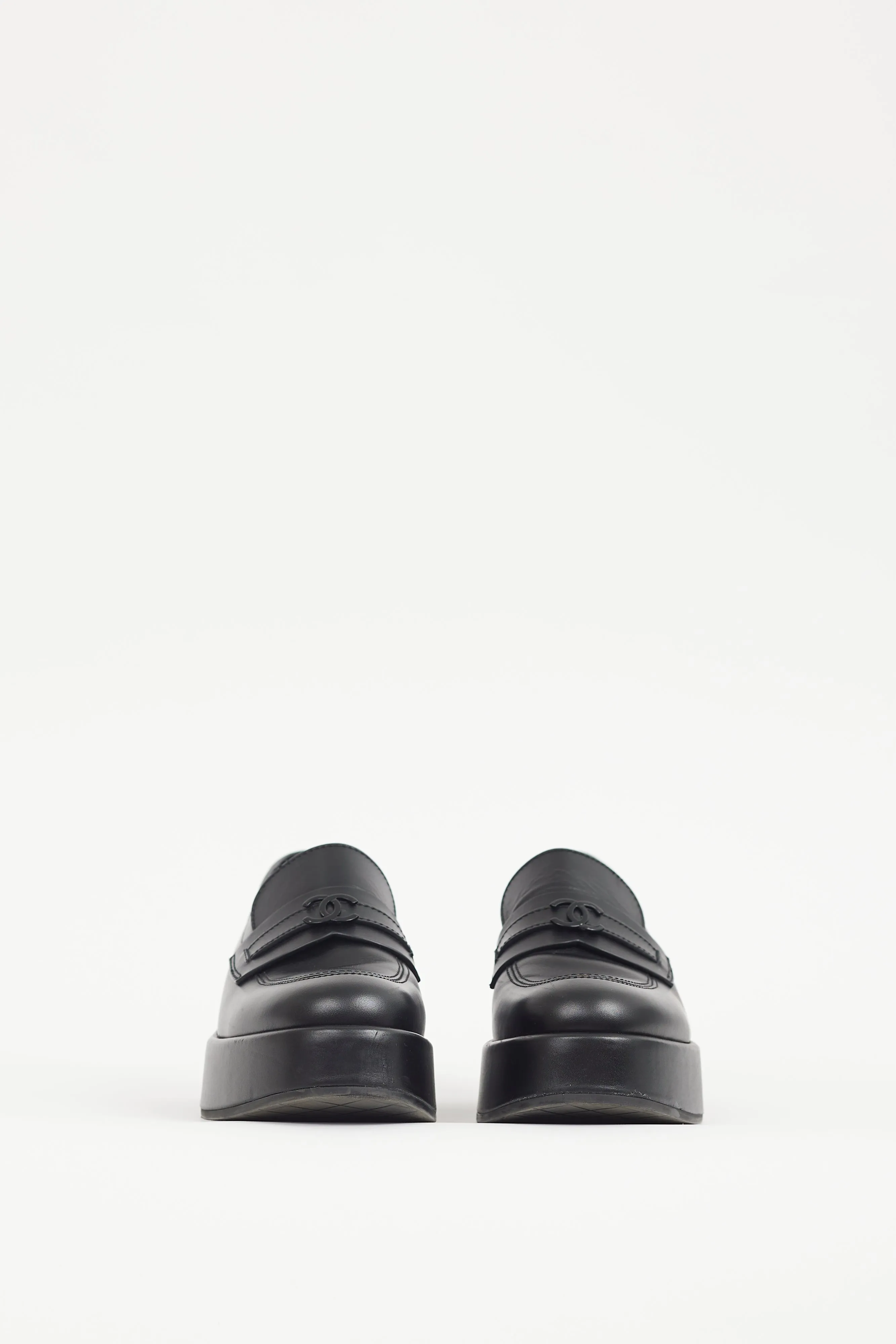 Black Leather CC Platform Loafer