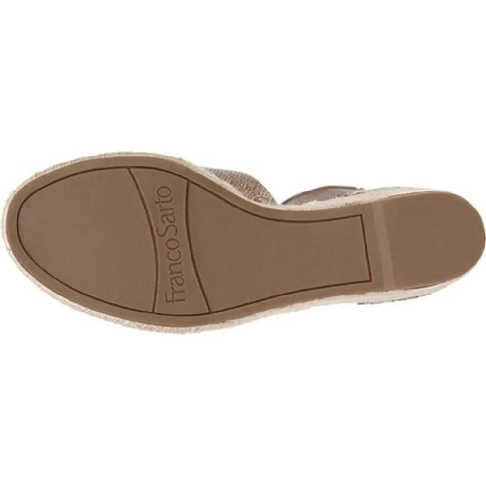 Carma Copper Leather Franco Sarto Ankle Strap Wedge Sandal