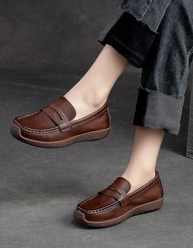 Comfortable Soft Leather Slip On Loafers for Women