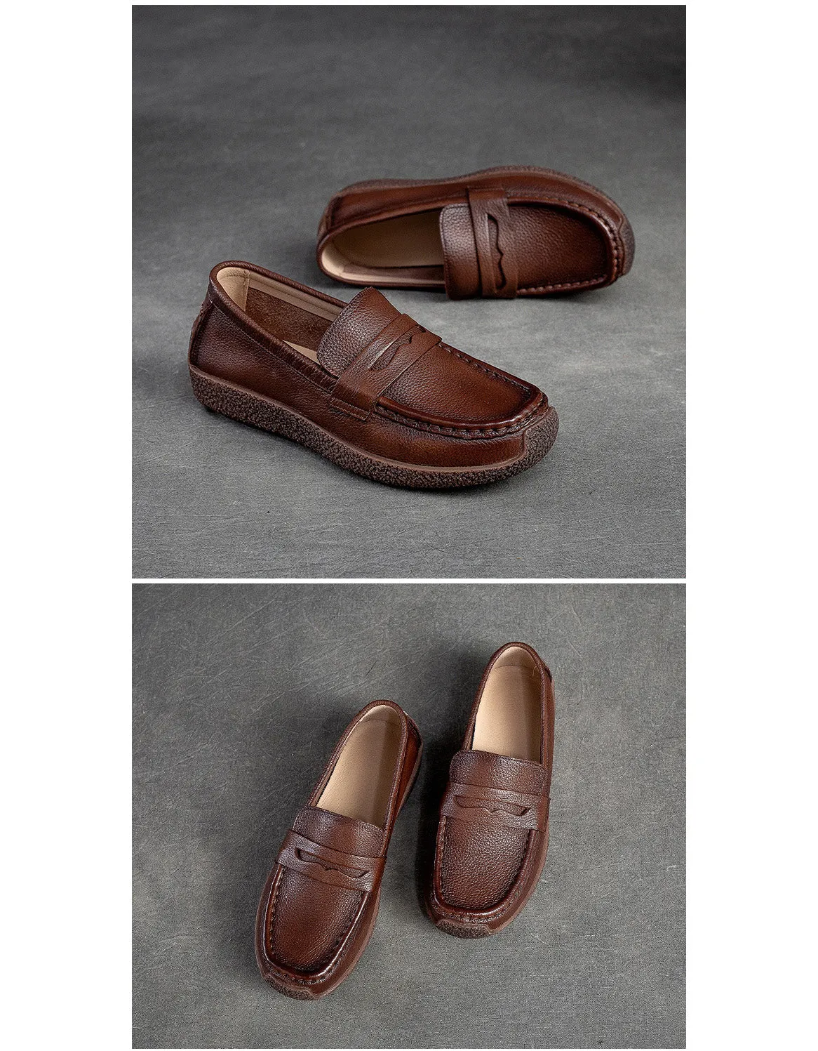 Comfortable Soft Leather Slip On Loafers for Women