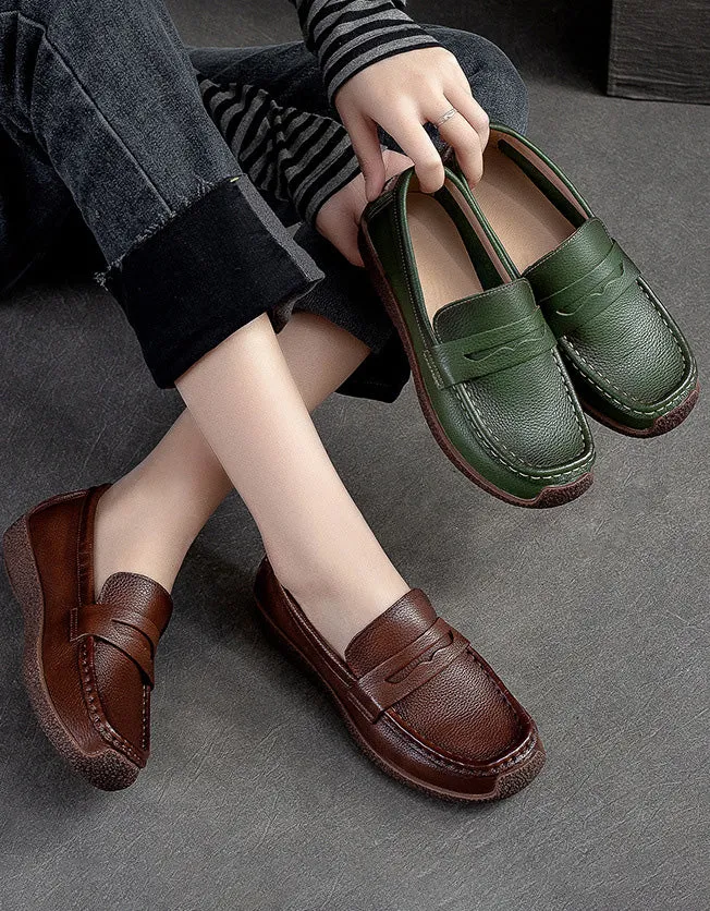 Comfortable Soft Leather Slip On Loafers for Women