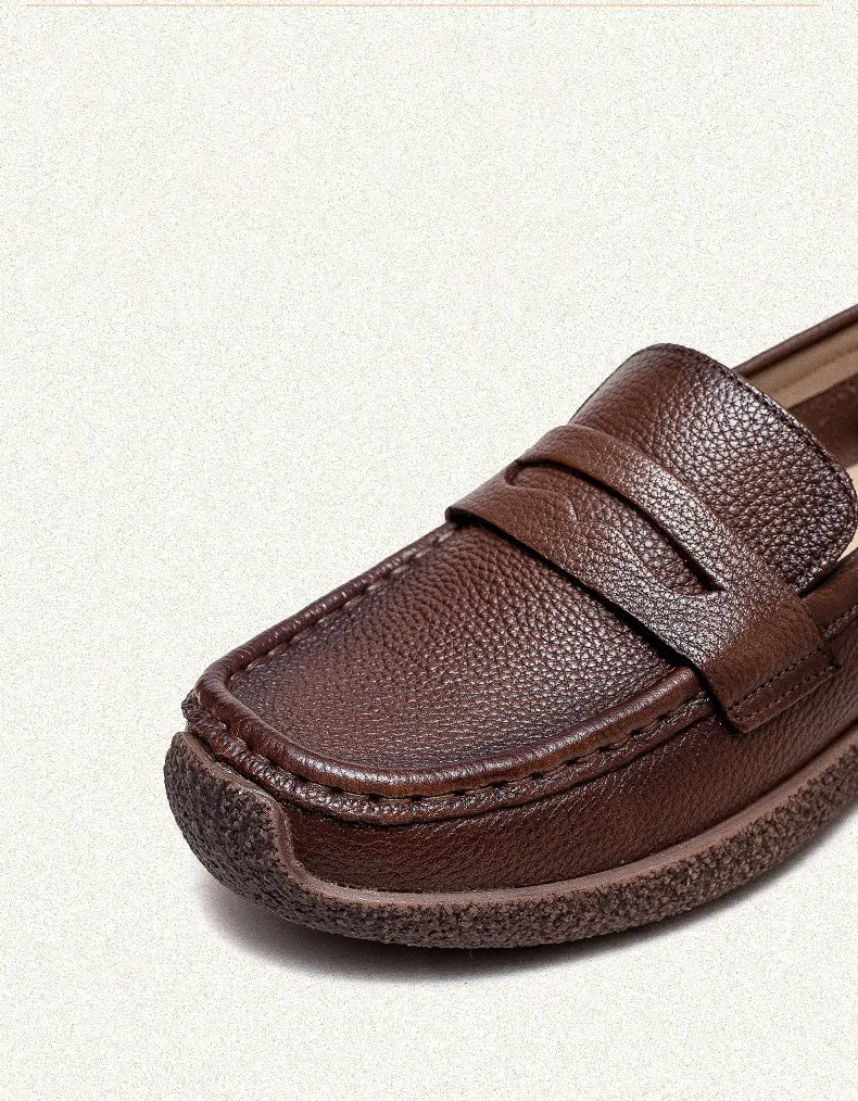 Comfortable Soft Leather Slip On Loafers for Women