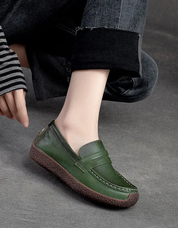 Comfortable Soft Leather Slip On Loafers for Women