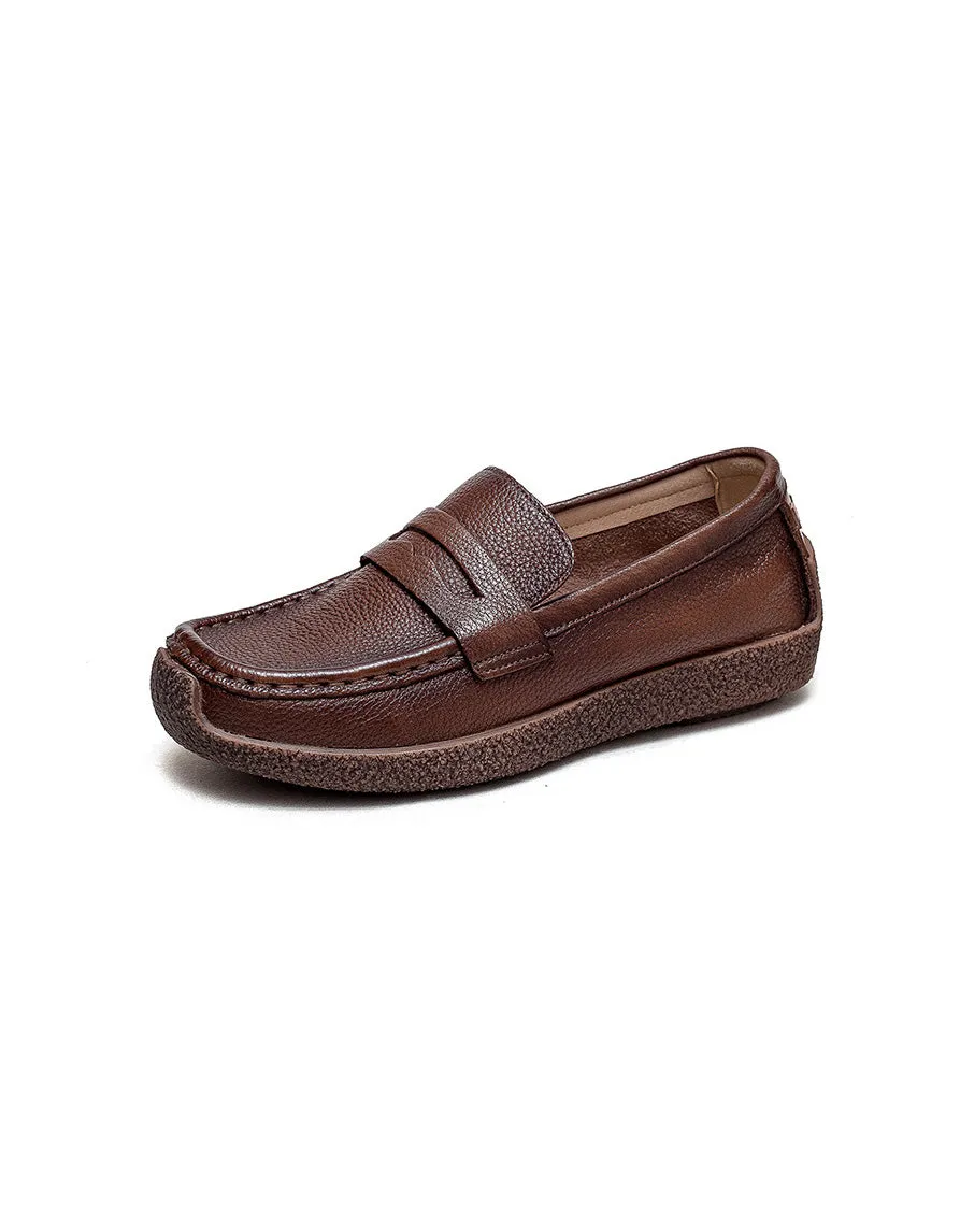 Comfortable Soft Leather Slip On Loafers for Women