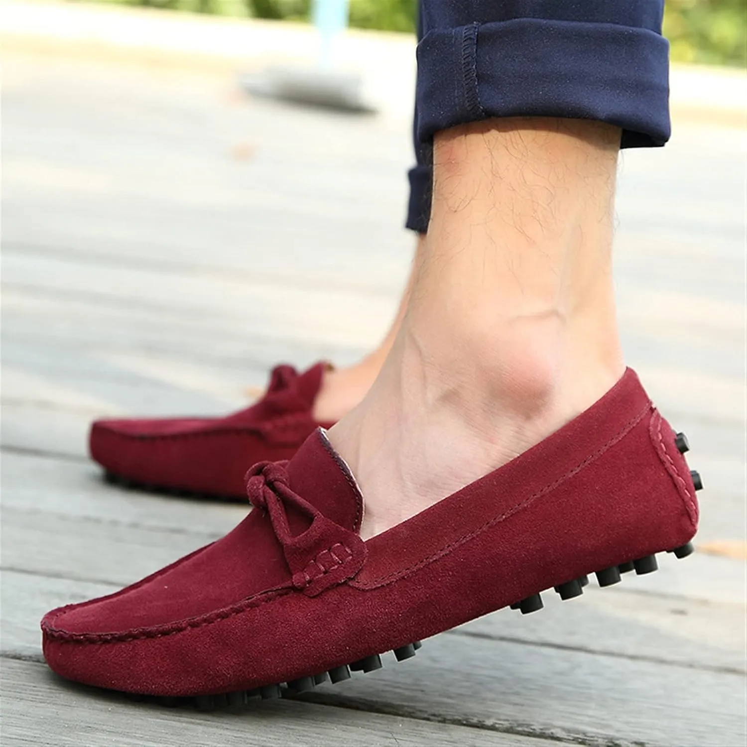 Driving Moccasins for Men Genuine Leather Round Toe Stitching Details Flexible Soft Comfortable Casual Slip On for Any Attire