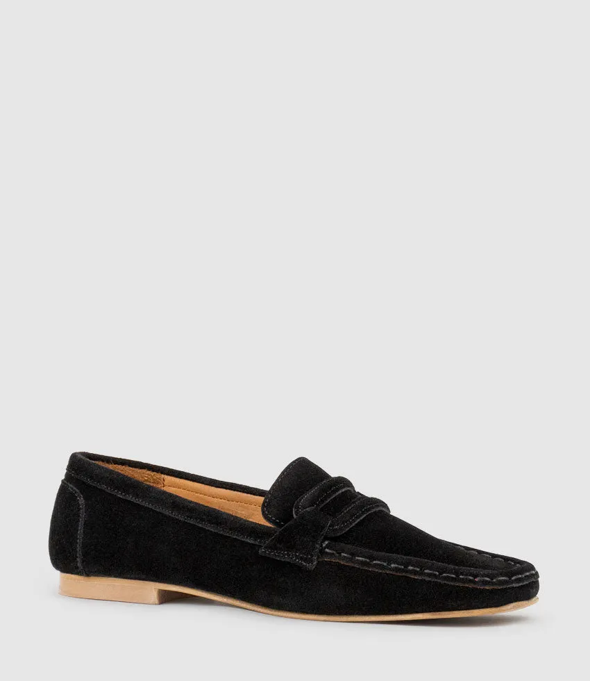 GERMAINE Moccasin in Black Suede
