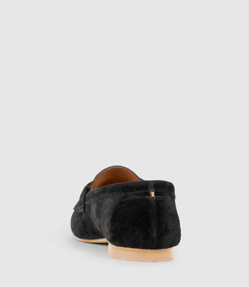 GERMAINE Moccasin in Black Suede