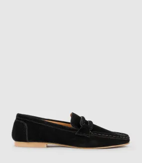 GERMAINE Moccasin in Black Suede