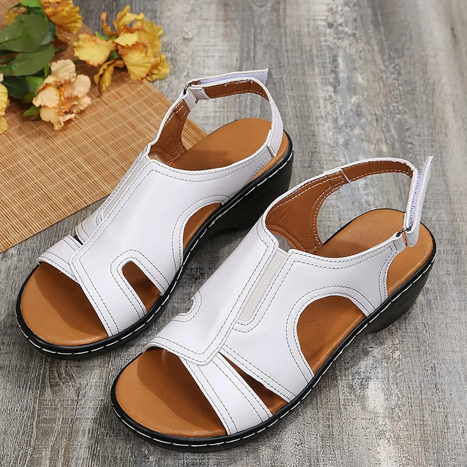 Gibobby Womens Sandals,Gladiator Sandals Summer Flat Thong Cross Strappy Sandals Trendy Roman Shoes
