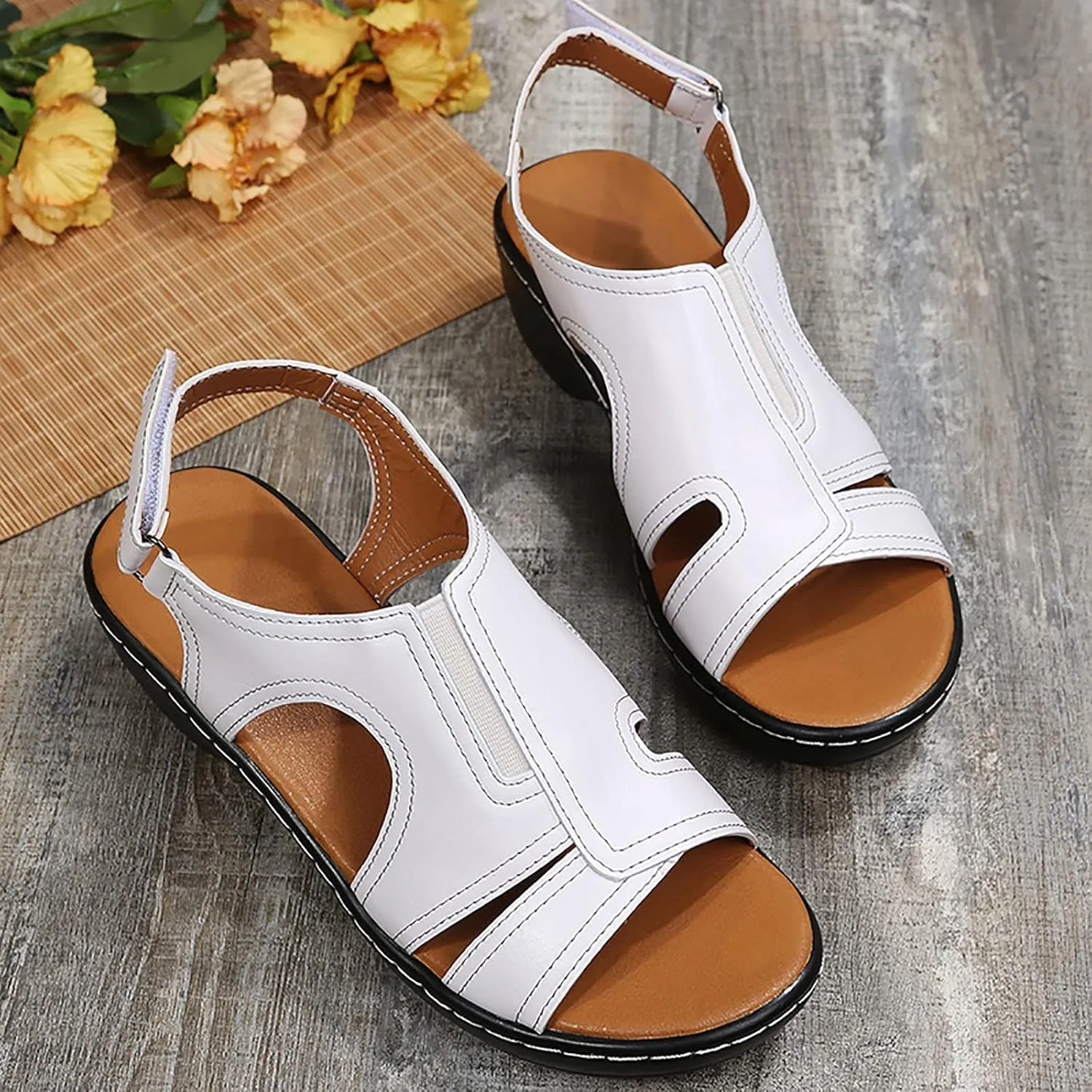 Gibobby Womens Sandals,Gladiator Sandals Summer Flat Thong Cross Strappy Sandals Trendy Roman Shoes
