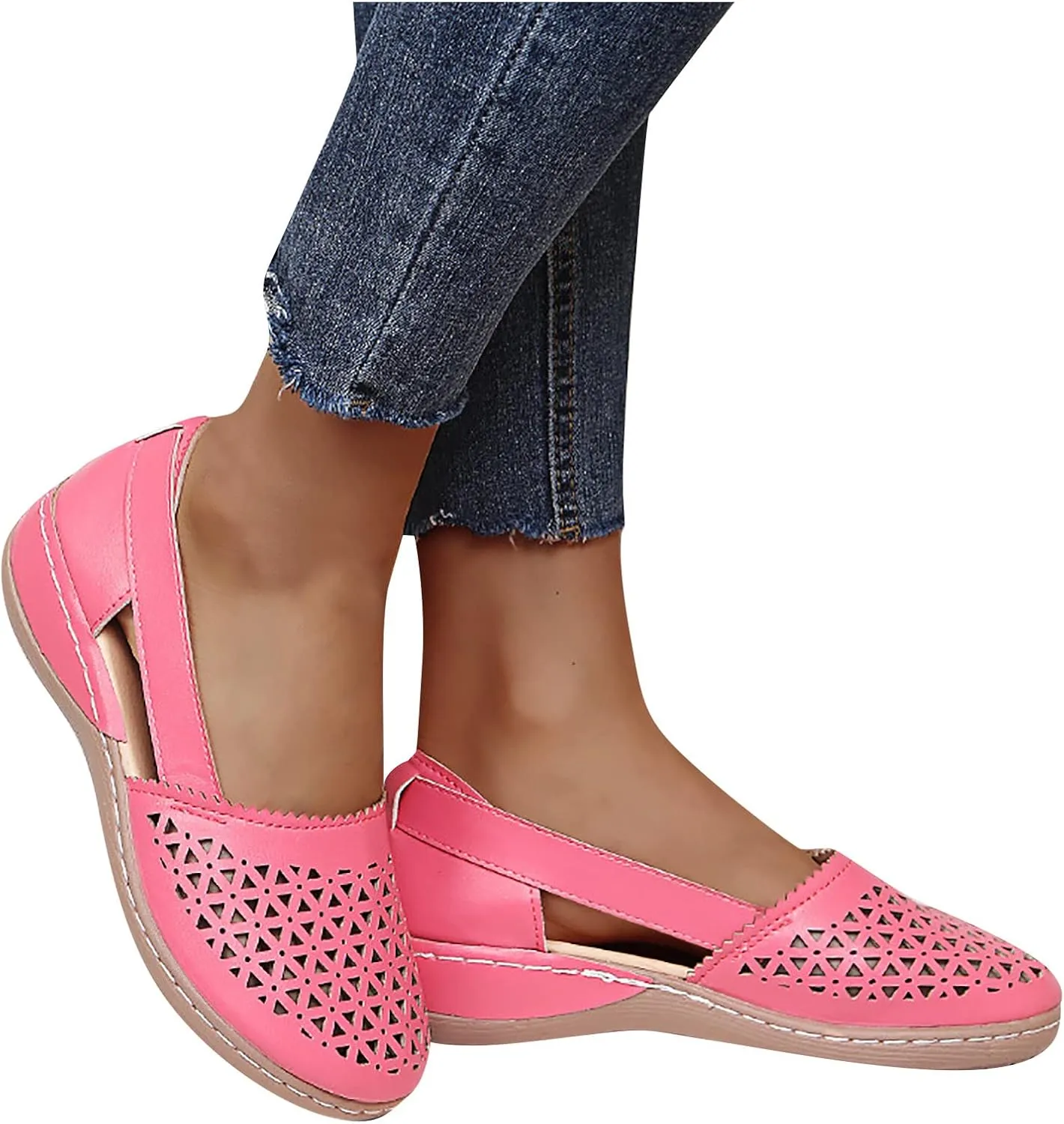 Hollow Out Sandals for Women Fashion Black Beach Shoes Solid Color Magnolia Aster Loafer Flat Workout Dressy