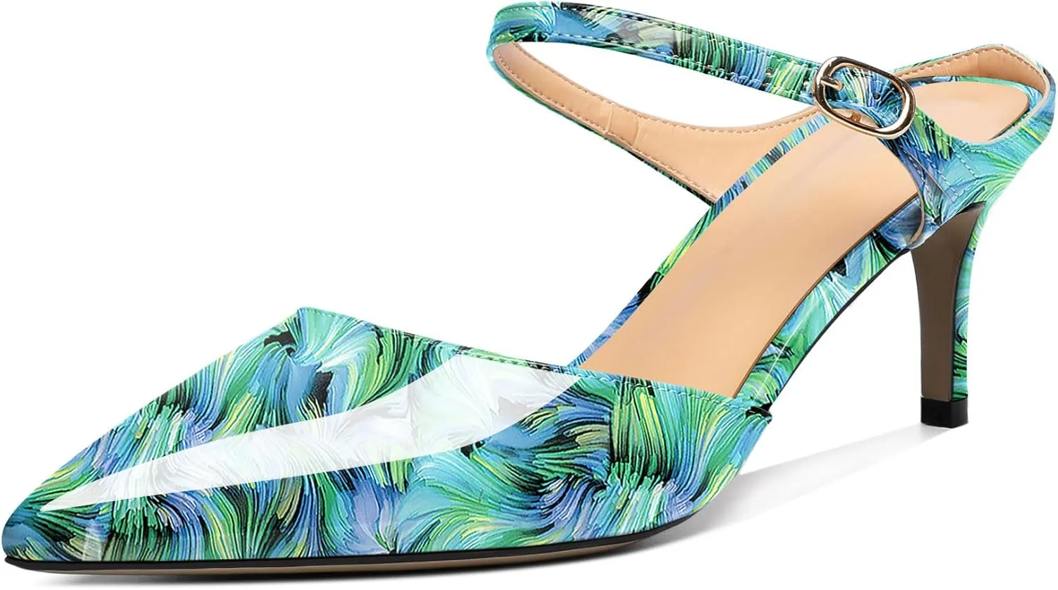 Joseywade Women Mules Low Kitten Heel Mules Slip On Heeled Sandals Cloesd Pointed Toe Dress Pumps Backless Dress Shoes 2.5 Inch