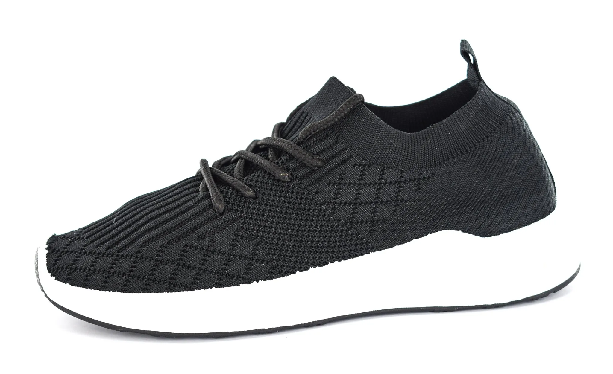 LADIES LIGHT WEIGHT KNITTED LACE UP TRAINERS