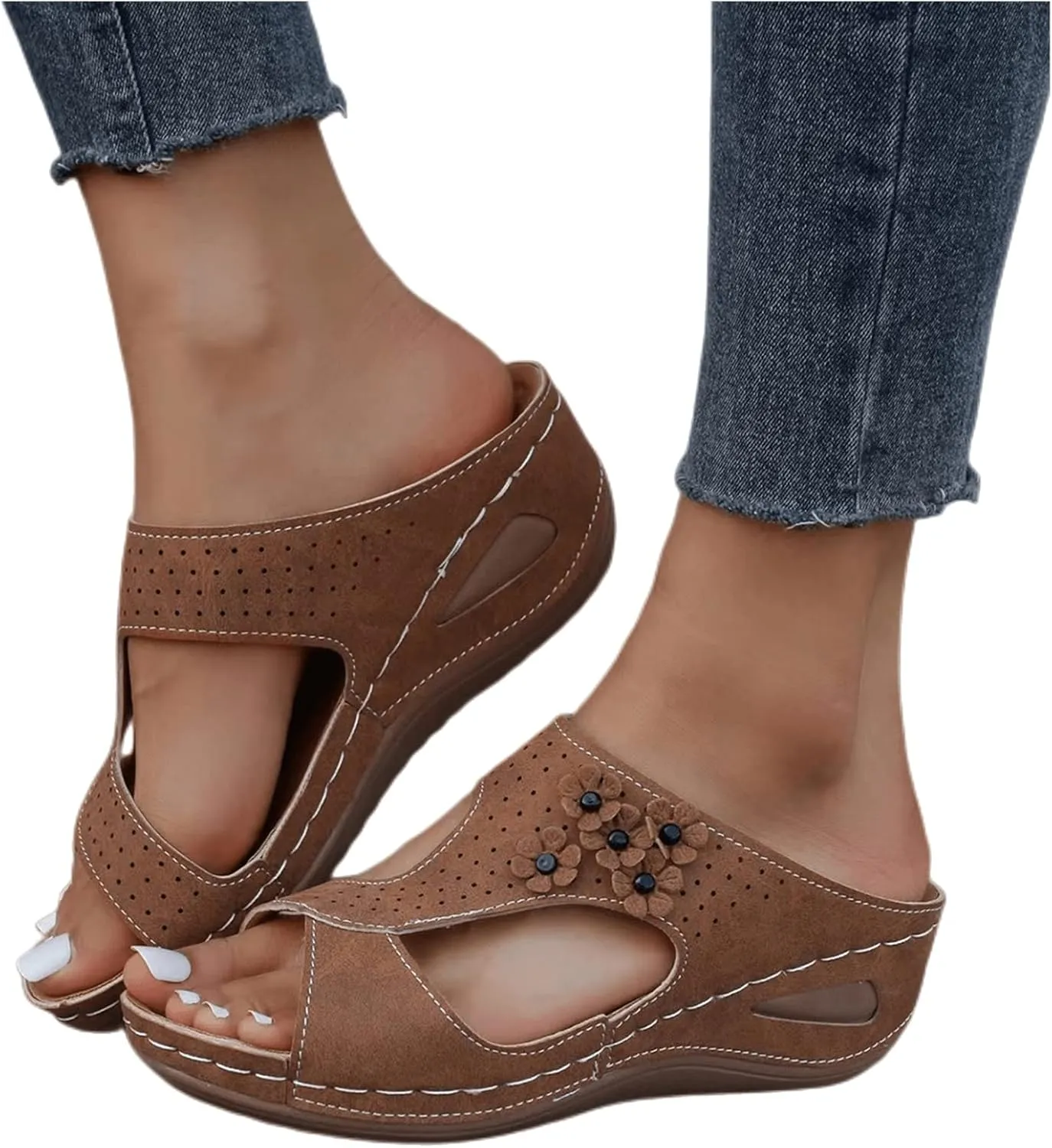 Ladmiple Summer Sandals For Women 2023 Trendy Dressy Casual Orthopedic Sandals Orthotic Flip Flops with Arch Support