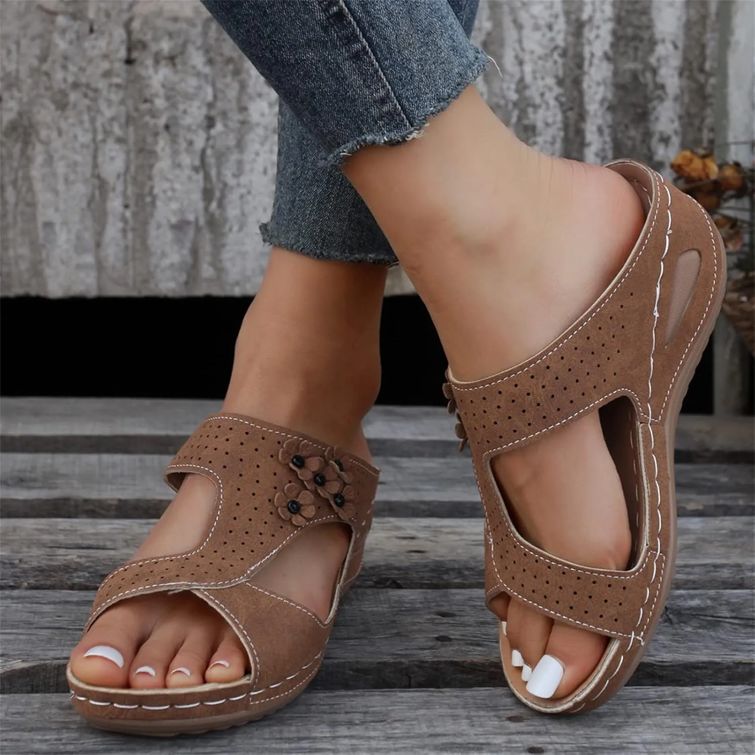 Ladmiple Summer Sandals For Women 2023 Trendy Dressy Casual Orthopedic Sandals Orthotic Flip Flops with Arch Support