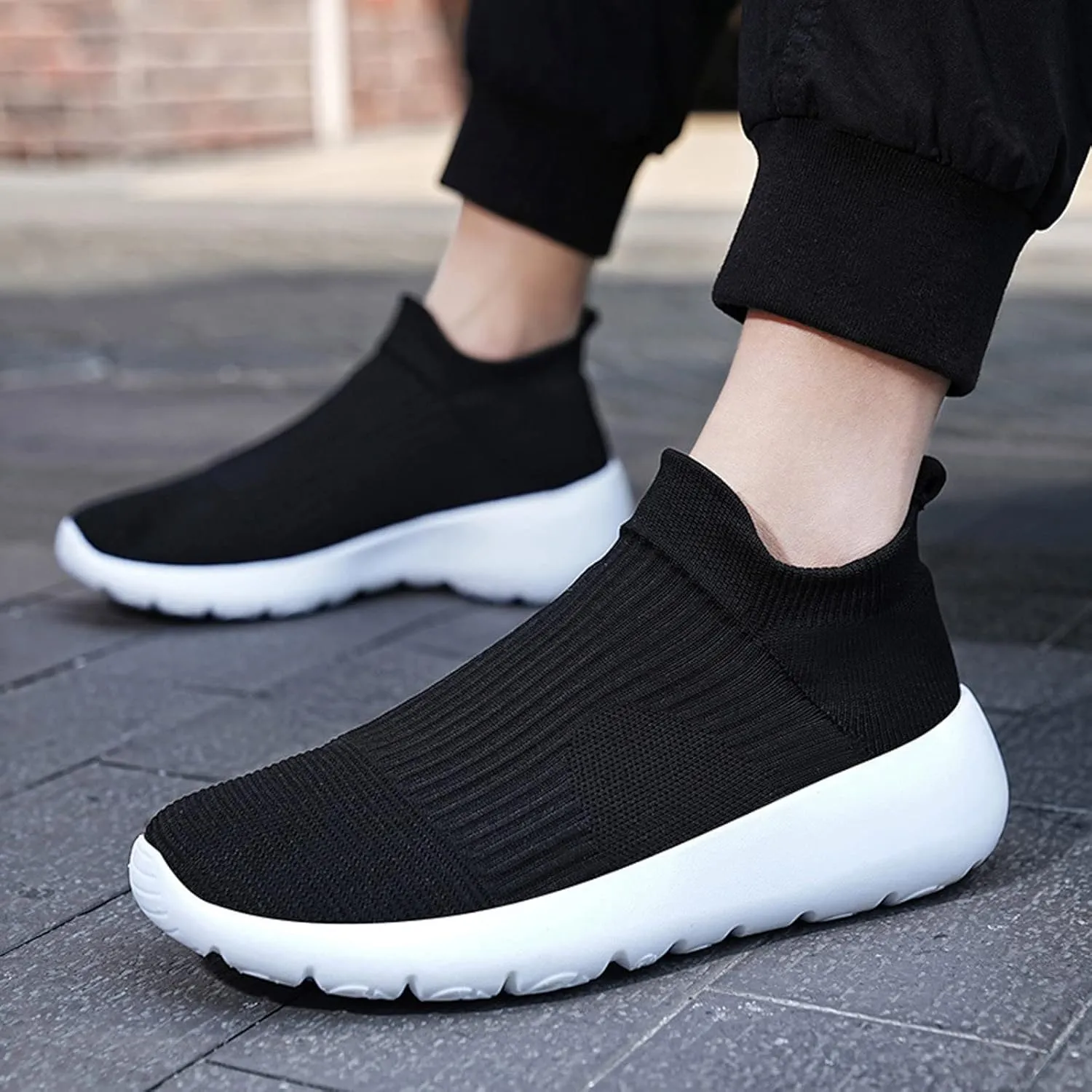 Men's Arch Support Insole Shoes Comfortable Breathable Stretch Canvas Slip on Sneaker Barefoot Minimalist Shoes