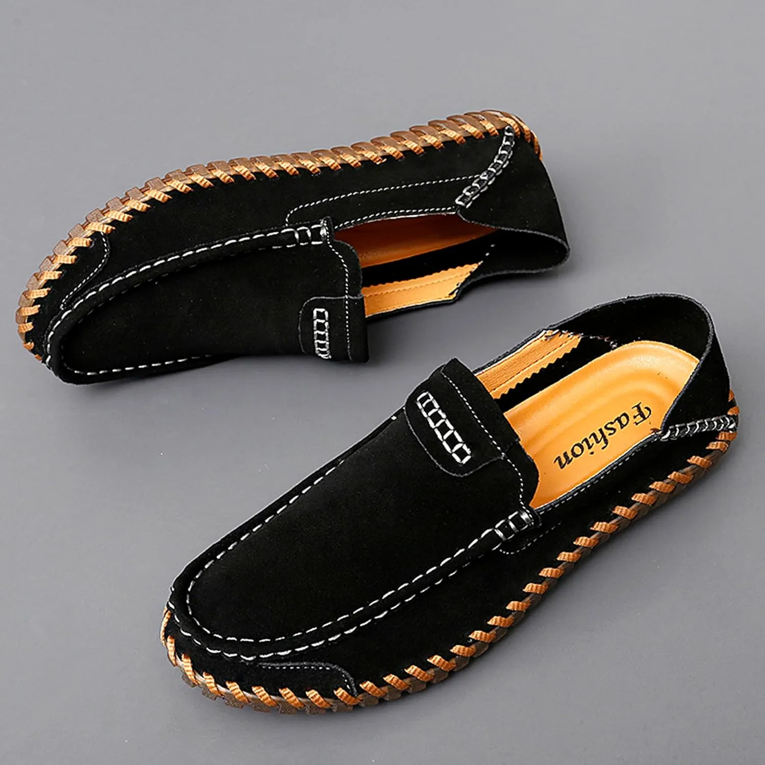 Men's Summer Soft Suede Loafers Penny Shoes Flat Comfortable Driving Shoes Anti Slip Boat Shoes Outdoor Casual Shoes for Men