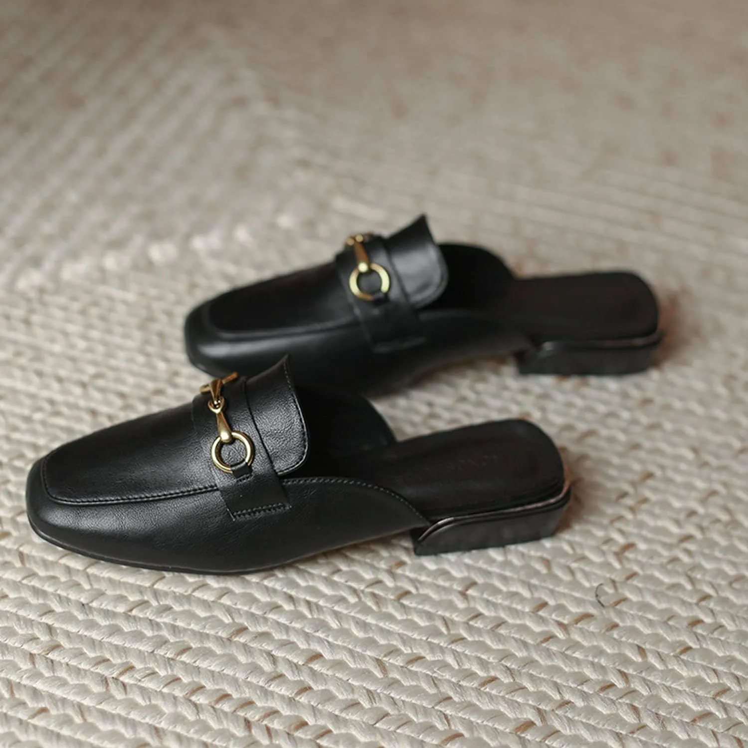 Minishion Summer Mules Shoes for Women Casual Heeled Loafers Slides