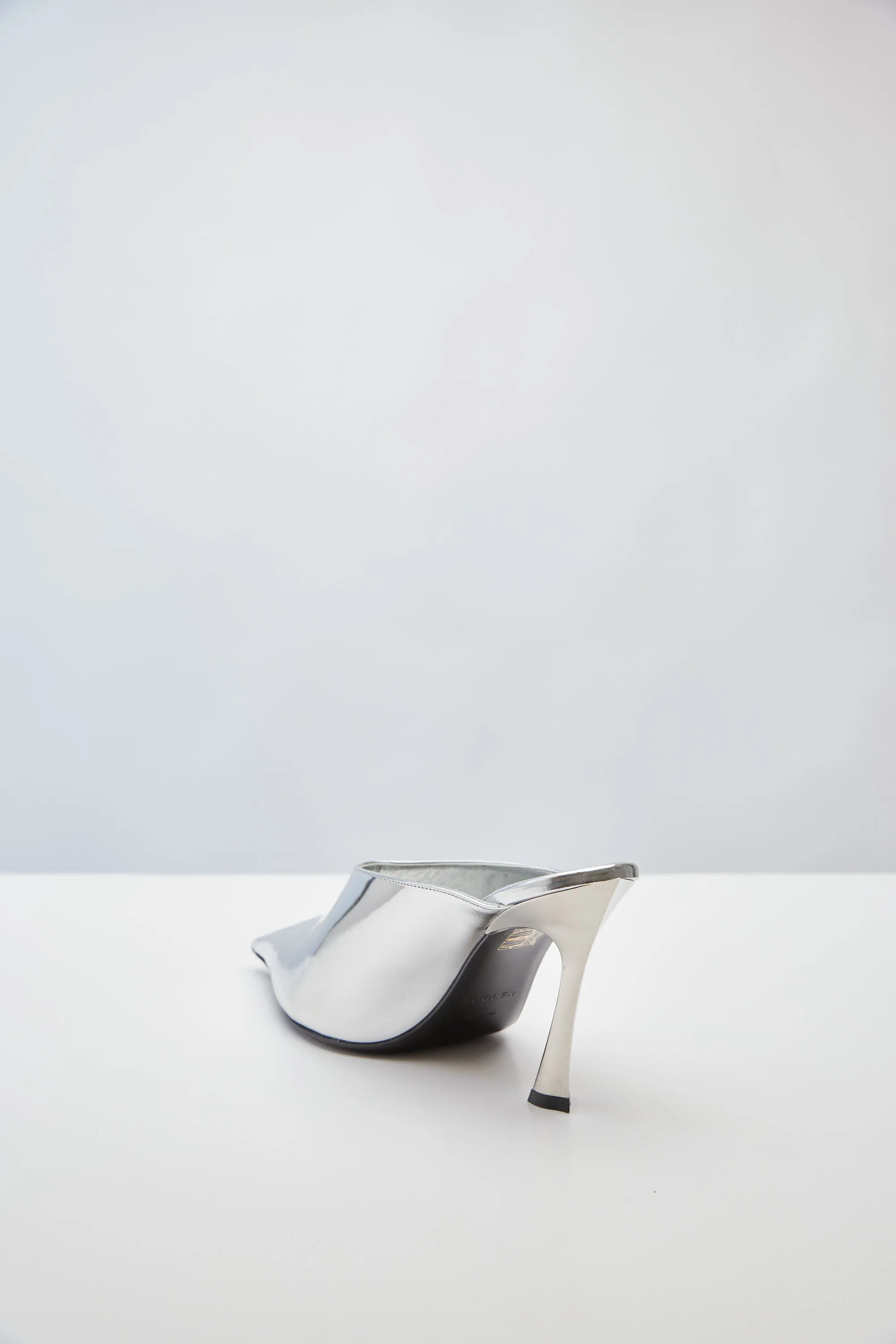 Mugler Metallic Chrome Leather Mule
