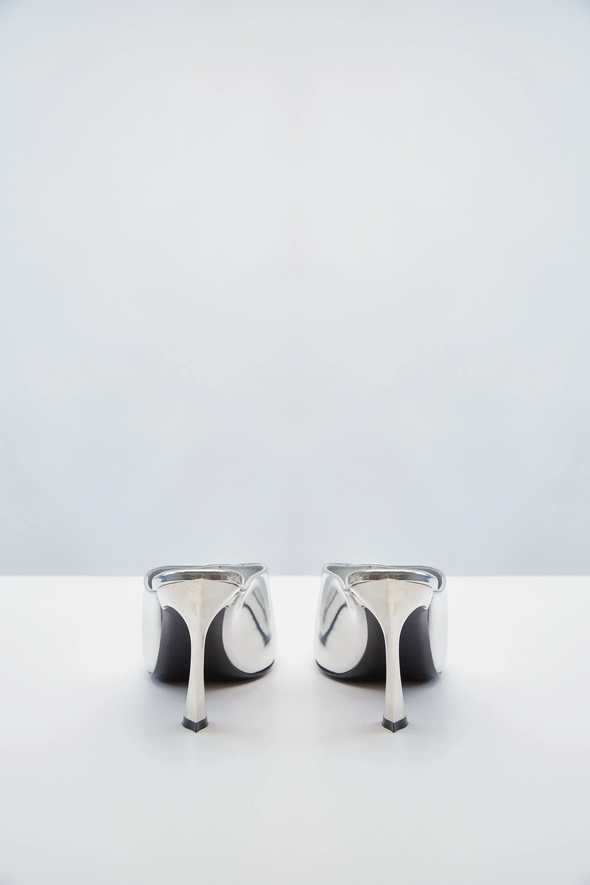 Mugler Metallic Chrome Leather Mule
