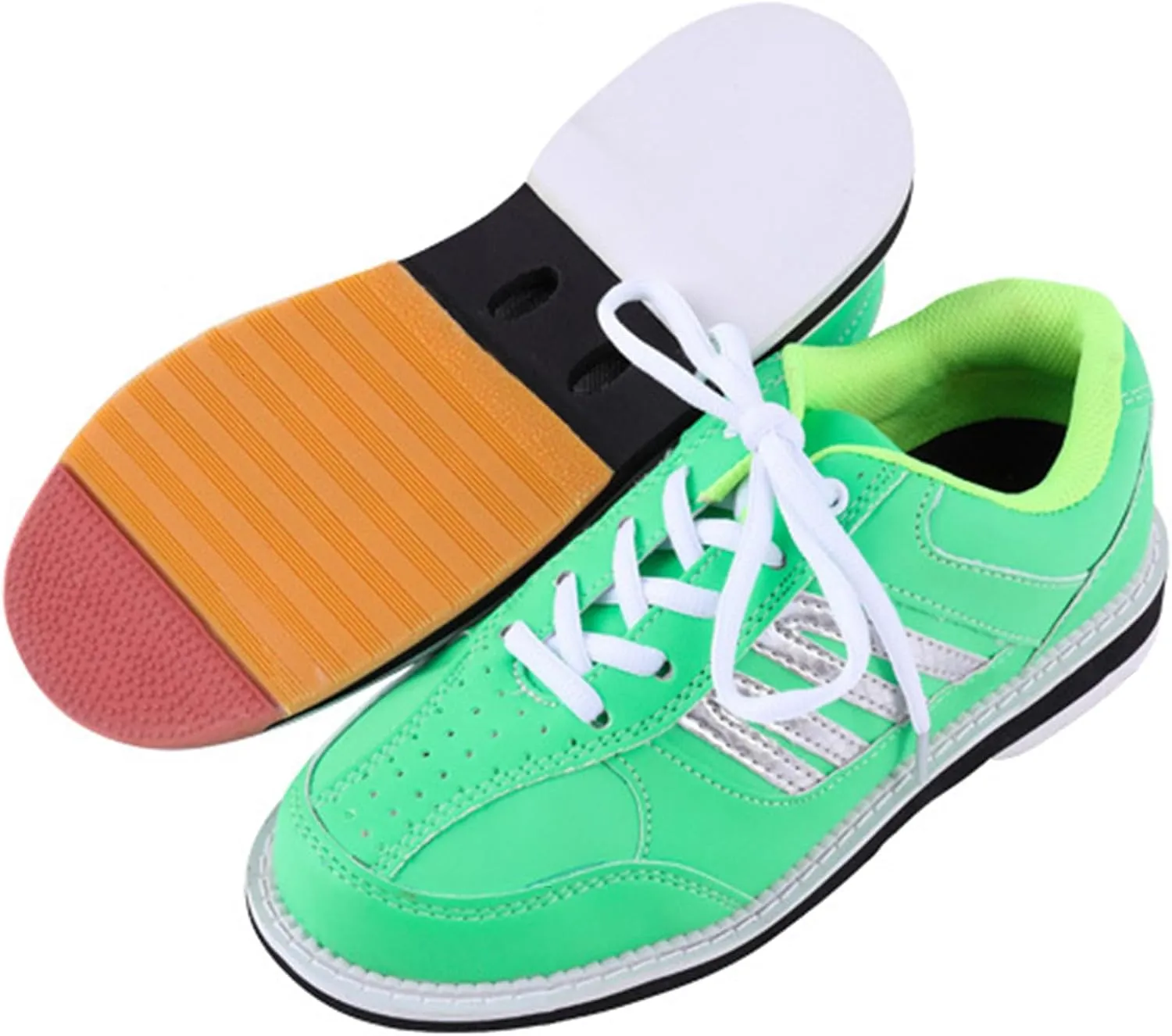 ONAIC Womens Bowling Shoes Leather Lightweight Breathable Bowl Trainers Non-Slip Indoor Bowling Sport Shoes