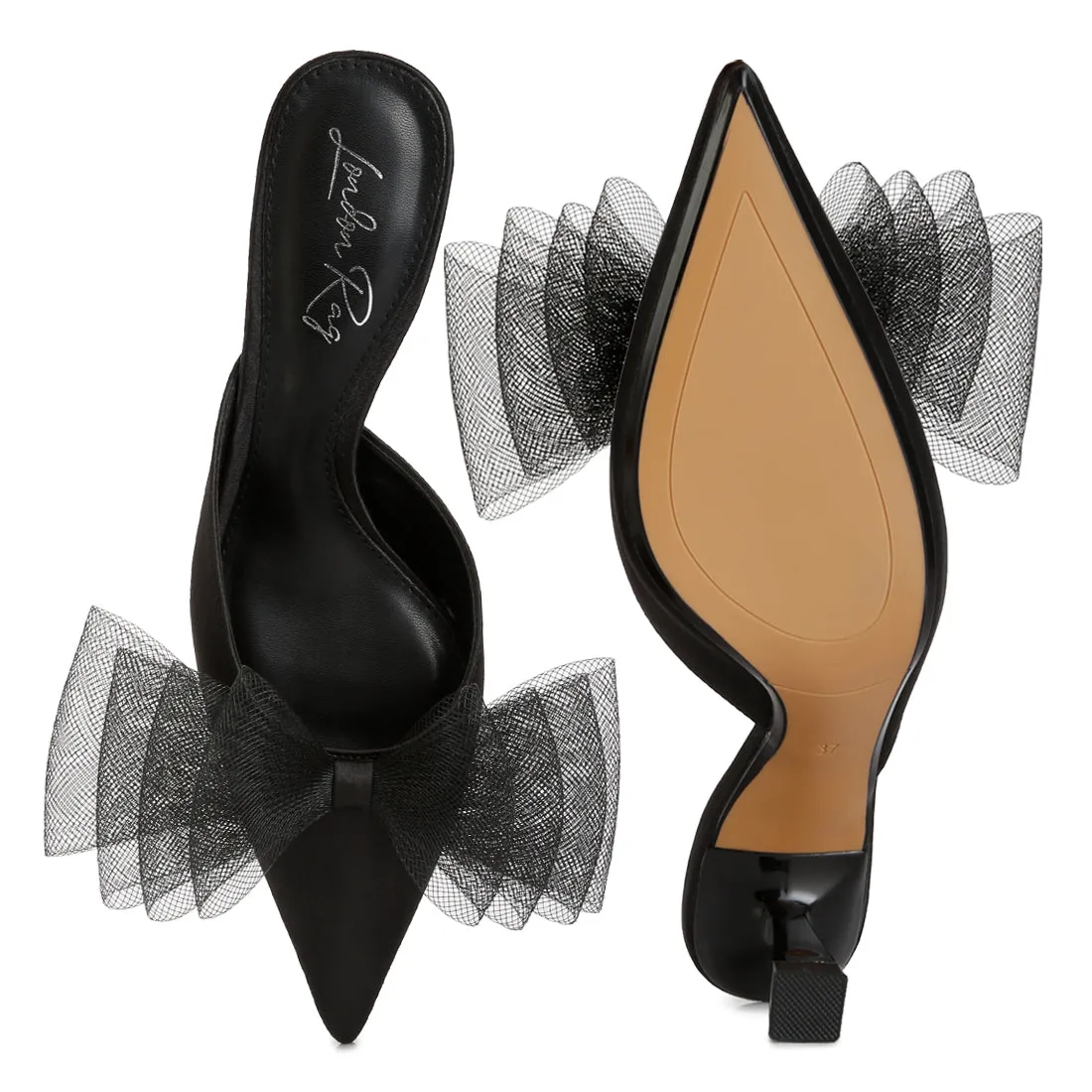 Organza Bow Embellished Mules