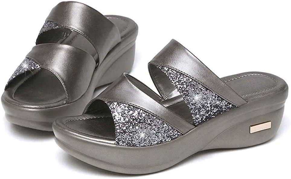 Orthopedic Sandals for Women Arch Support Flip Flops Comfortable Walking Sandals for Women Summer Dressy Platform Wedges Sandals Ladies Slip On Lightweight Slippers Casual Slides Beach Shoes 