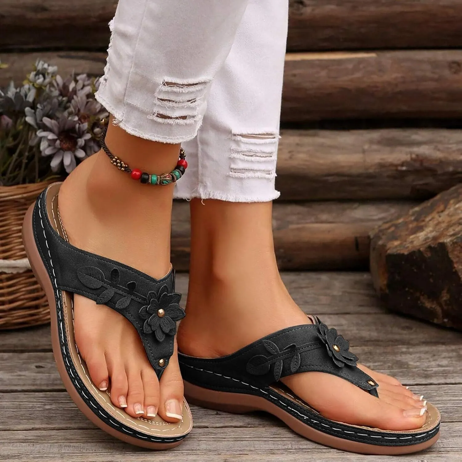 Orthopedic Wedge Sandals for Women Summer Dressy 2025 Flat Open Toe Platform Sandals Casual Flip Flops for Women with Arch Support Silppers Comfortable Slip on Sandals Beach Sandals Dress Shoes