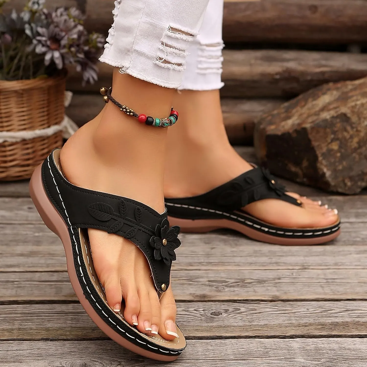 Orthopedic Wedge Sandals for Women Summer Dressy 2025 Flat Open Toe Platform Sandals Casual Flip Flops for Women with Arch Support Silppers Comfortable Slip on Sandals Beach Sandals Dress Shoes