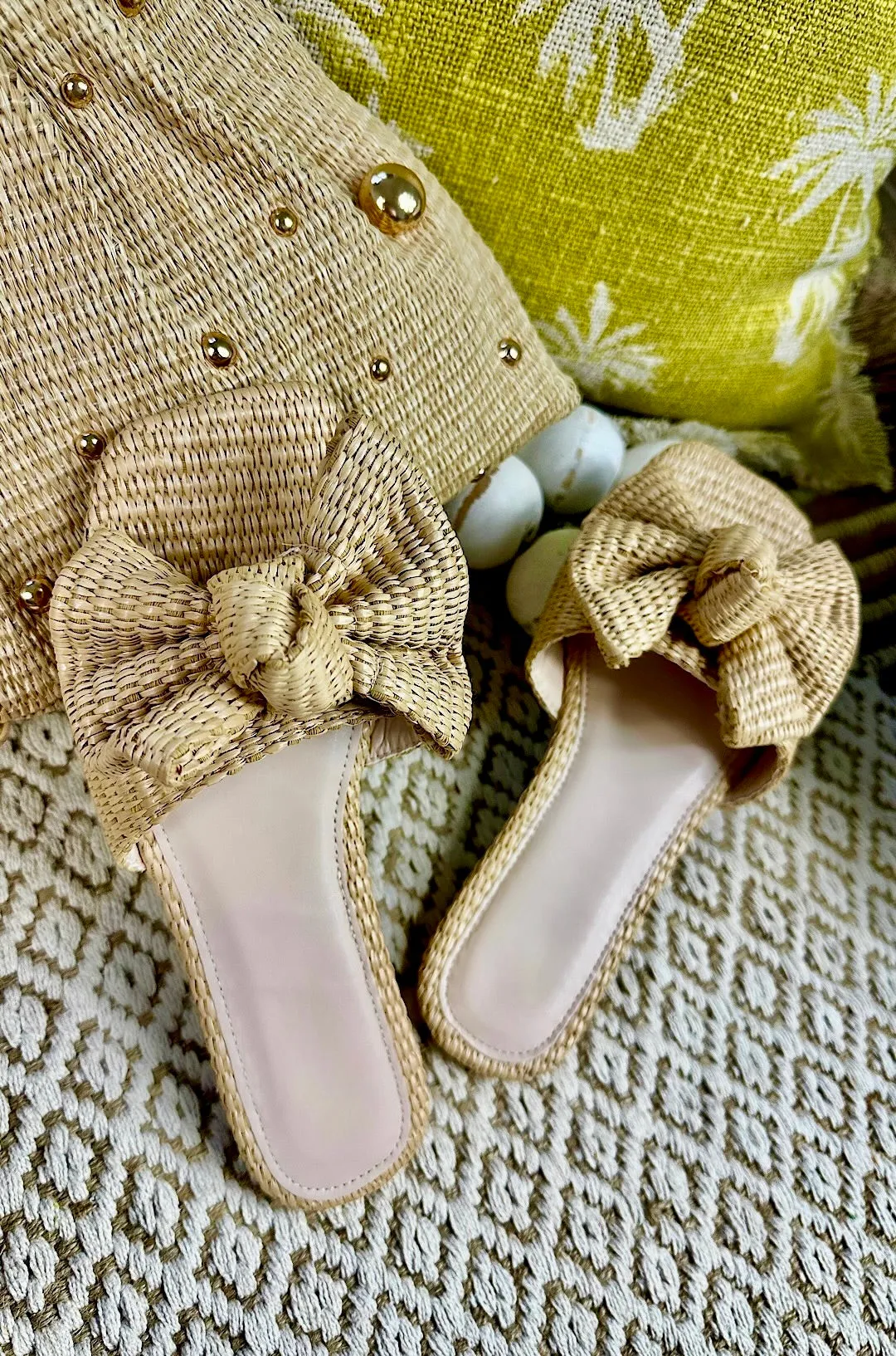 Raffia Bowtie Sandals