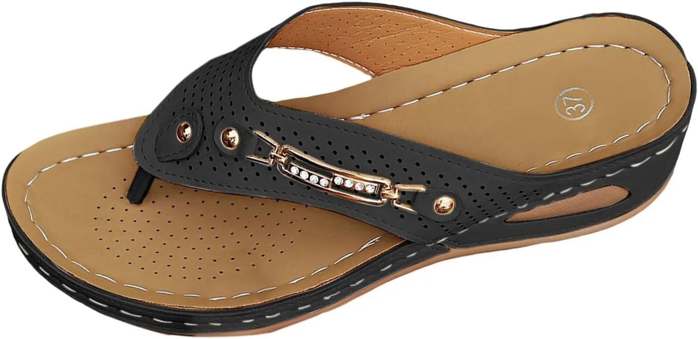 Sandals for Women 2025 Comfortable Orthopedic Gladiator Dress Wedge Sandals Trendy Boho Beach Sandal Flip Flops