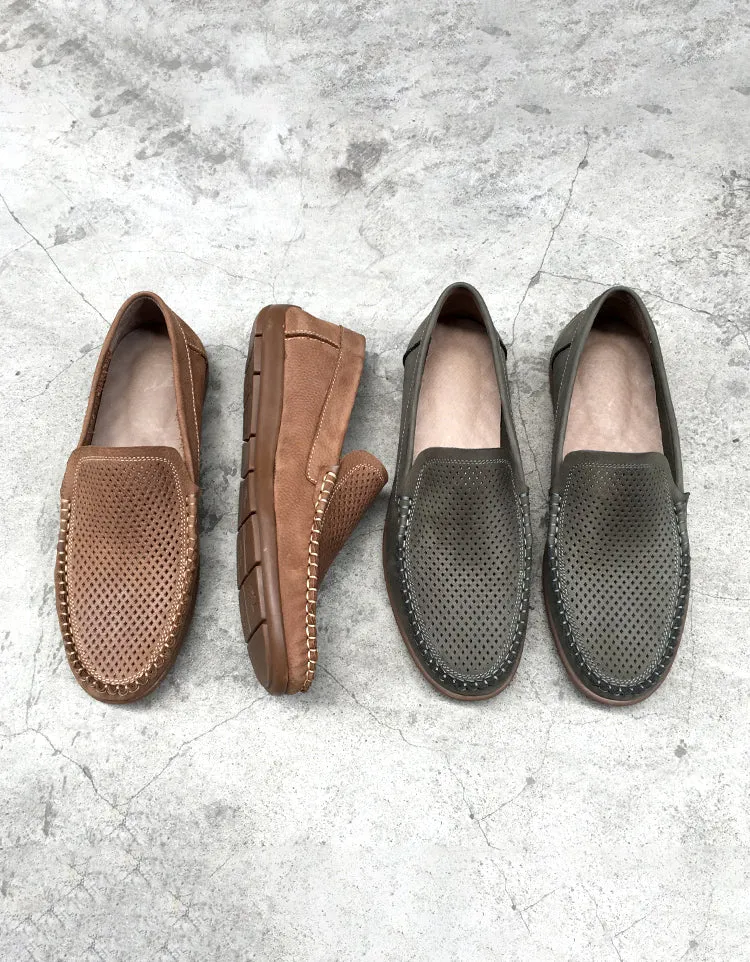 Soft Leather Handmade Hollow Loafers for Men