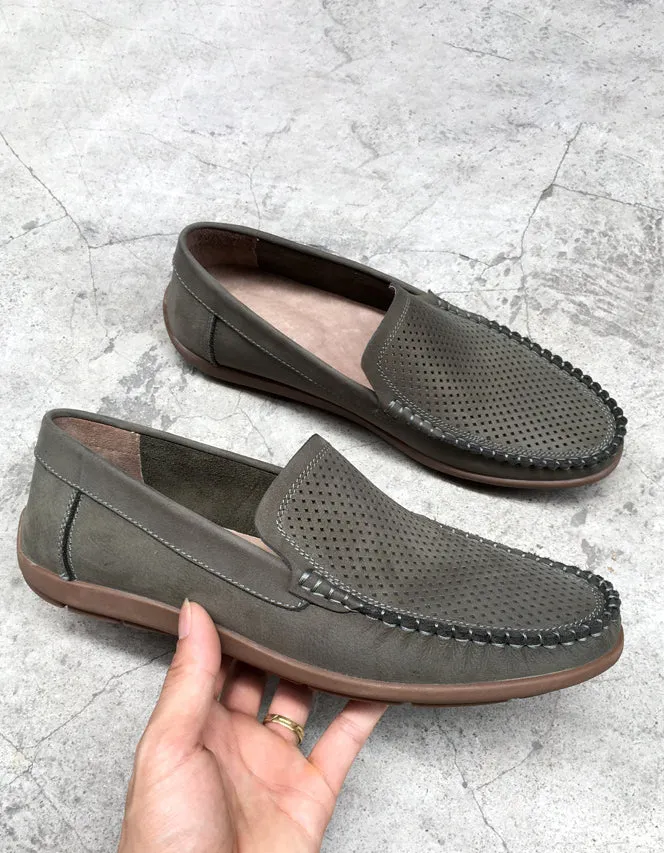 Soft Leather Handmade Hollow Loafers for Men