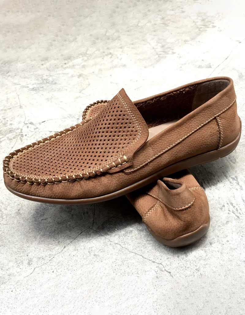 Soft Leather Handmade Hollow Loafers for Men
