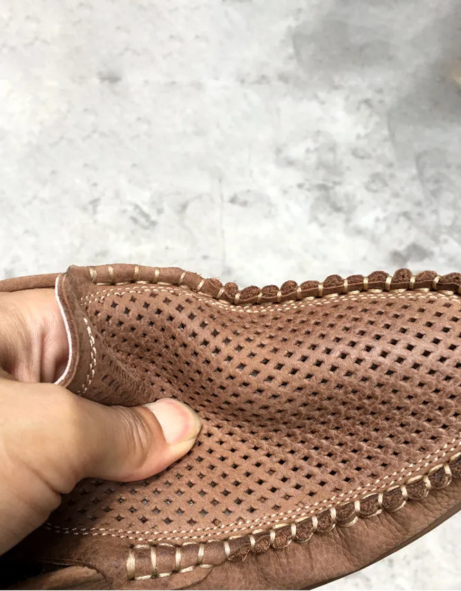 Soft Leather Handmade Hollow Loafers for Men