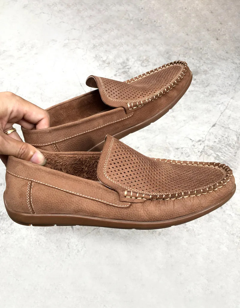 Soft Leather Handmade Hollow Loafers for Men