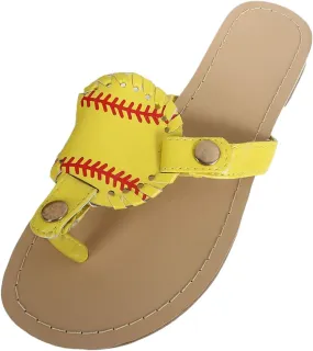 Women Sandals Baseball Printed Flip Flops Beach Slippers Summer Flat Platform ShoesFlats Women's Dress Sandals Flat