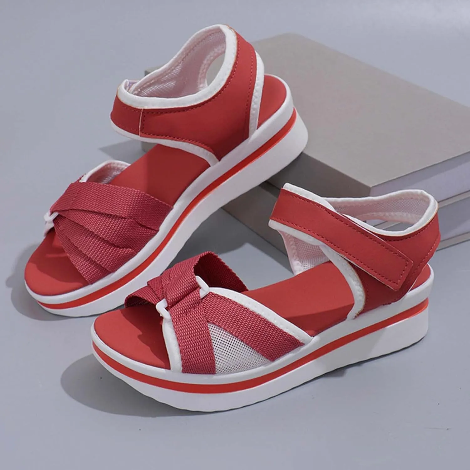 Womens Comfort Sandals Casual Colorblock Open Toe Low Wedges Shoes Outdoor Vacation Beach Holiday Sandal 2025 Trendy
