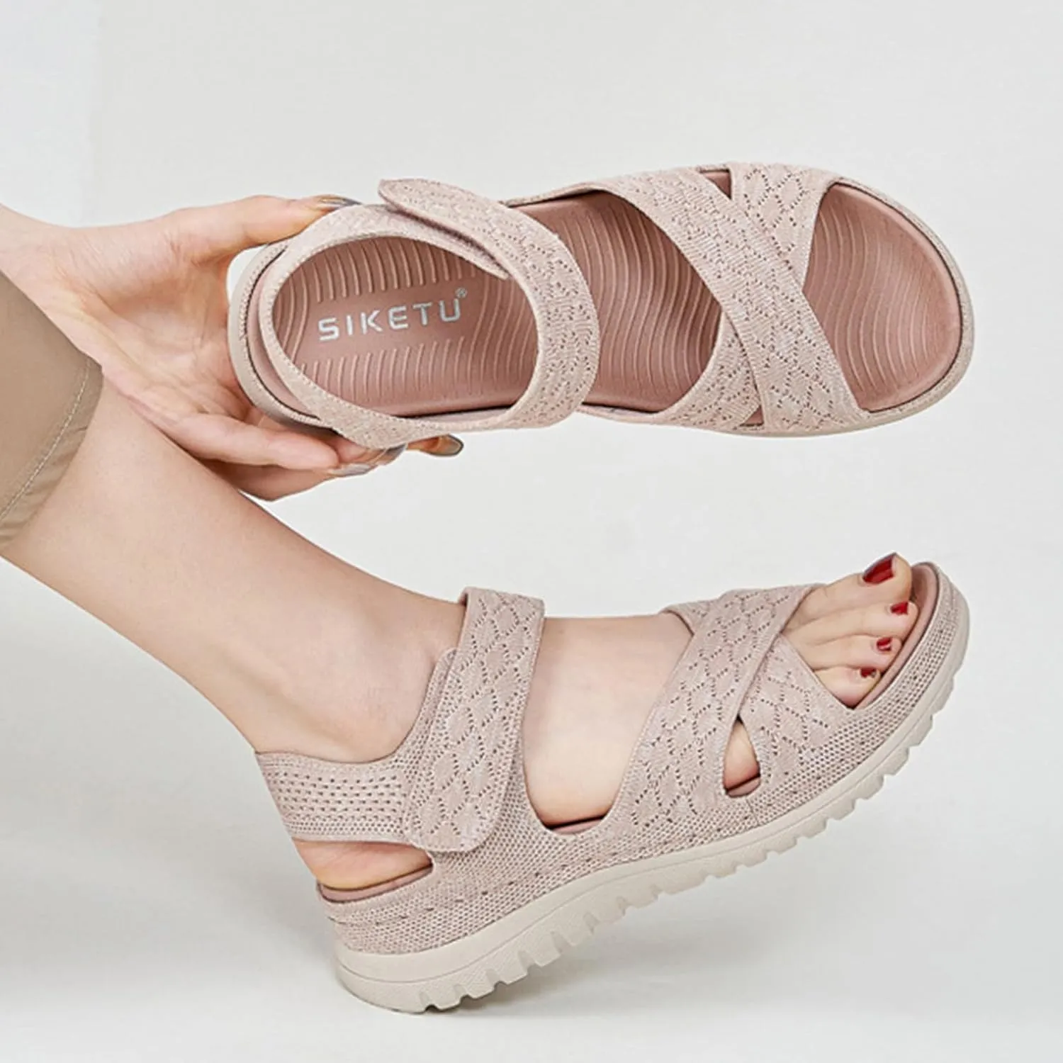 Women's Comfortable Orthopedic Walking Sandals with Arch Support & Hook Loop - Wedge Sport Sandal for Summer, Beach, Outdoor & Everyday Casual Use