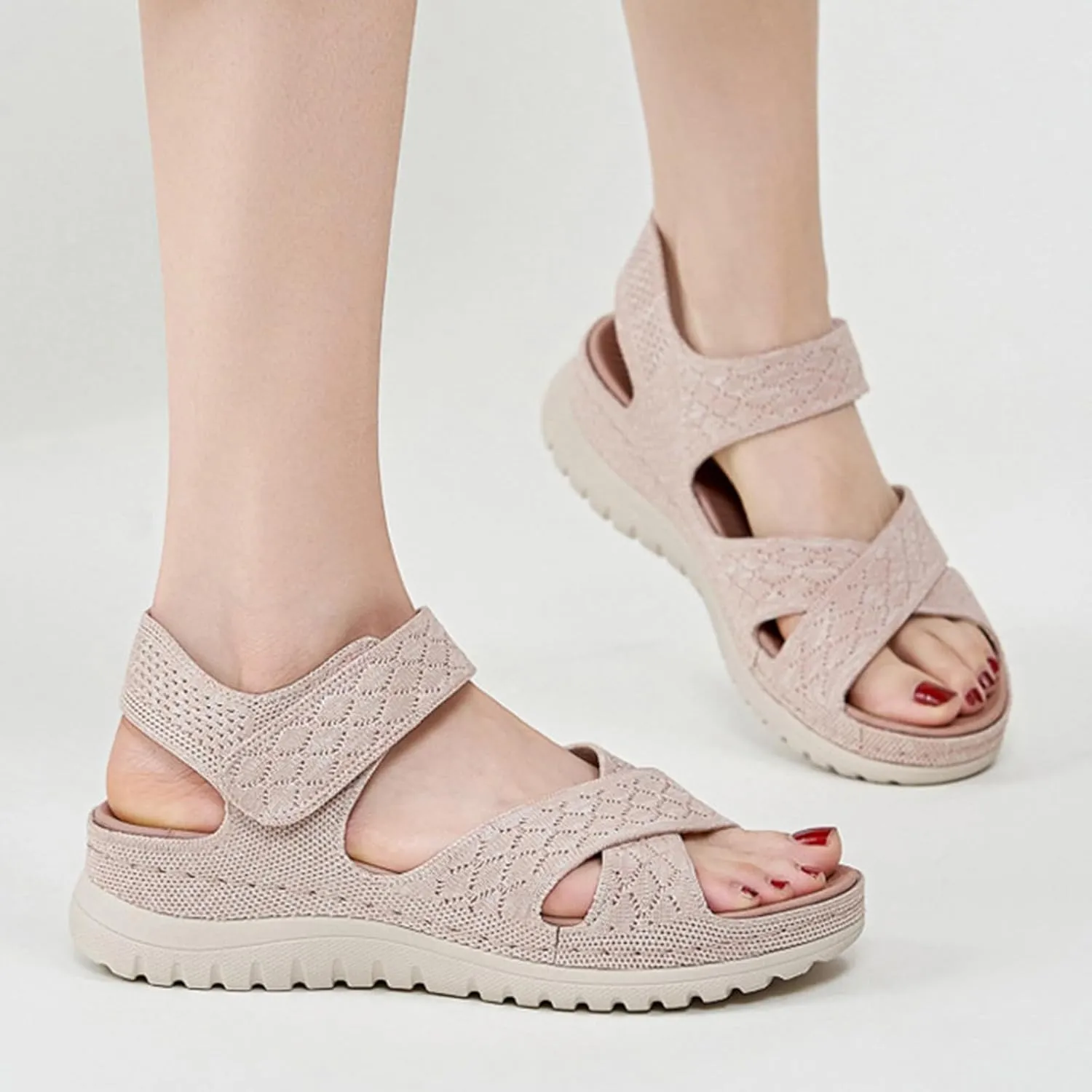 Women's Comfortable Orthopedic Walking Sandals with Arch Support & Hook Loop - Wedge Sport Sandal for Summer, Beach, Outdoor & Everyday Casual Use