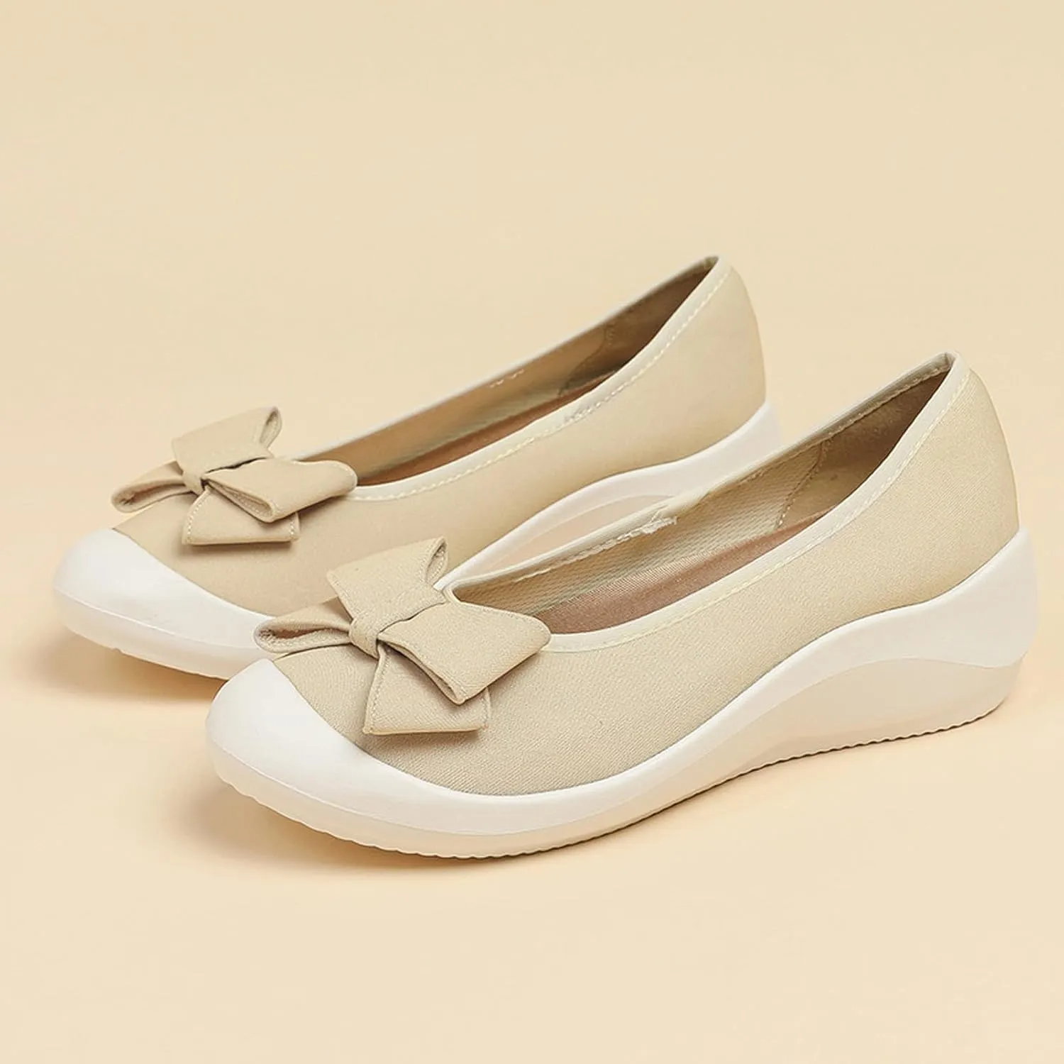 Women's Elasticity Knit Bow Knot Wedge Orthopedics Loafers Lightweight Breathable Round Toe Backless Soft Sole Platform Comfortable Slip On Casual Dressy Walking Shoes for Party Work