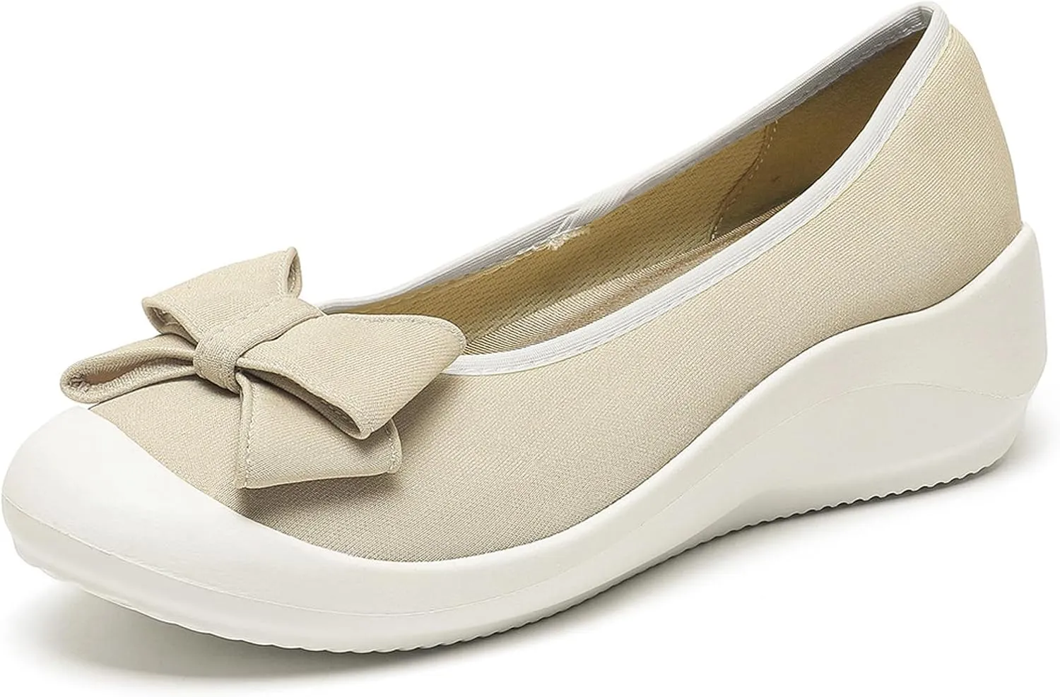 Women's Elasticity Knit Bow Knot Wedge Orthopedics Loafers Lightweight Breathable Round Toe Backless Soft Sole Platform Comfortable Slip On Casual Dressy Walking Shoes for Party Work