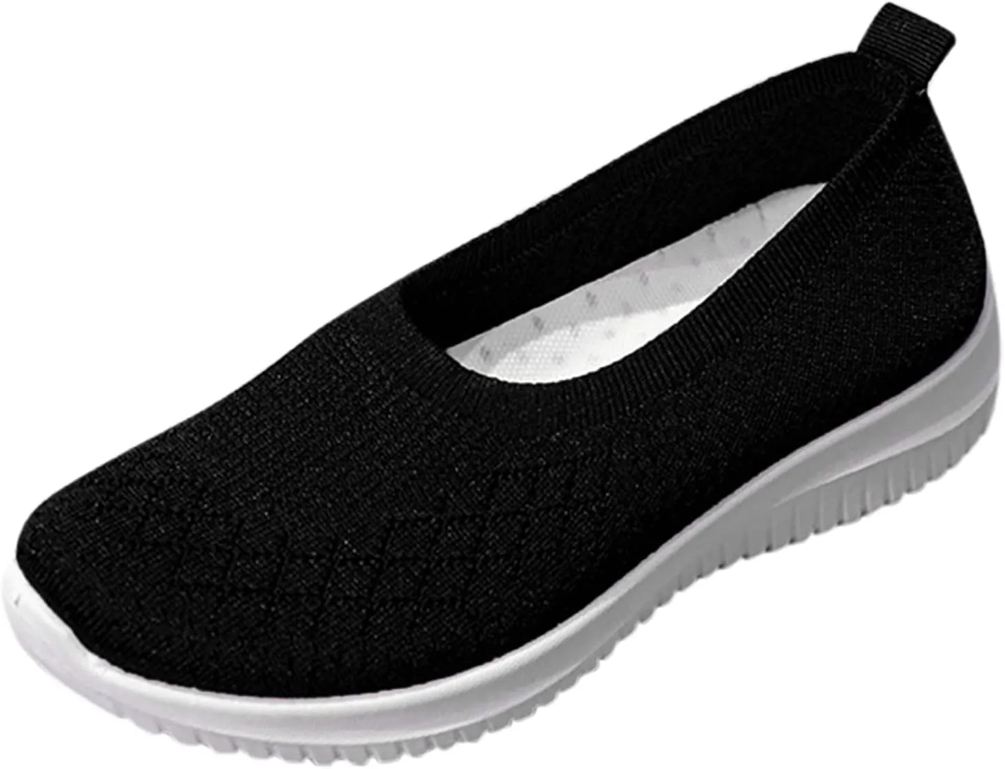Women's Sneakers Lightweight Slip On Walking Shoes Runing Breathable Sneakers Solid Color Athletic Running Shoes