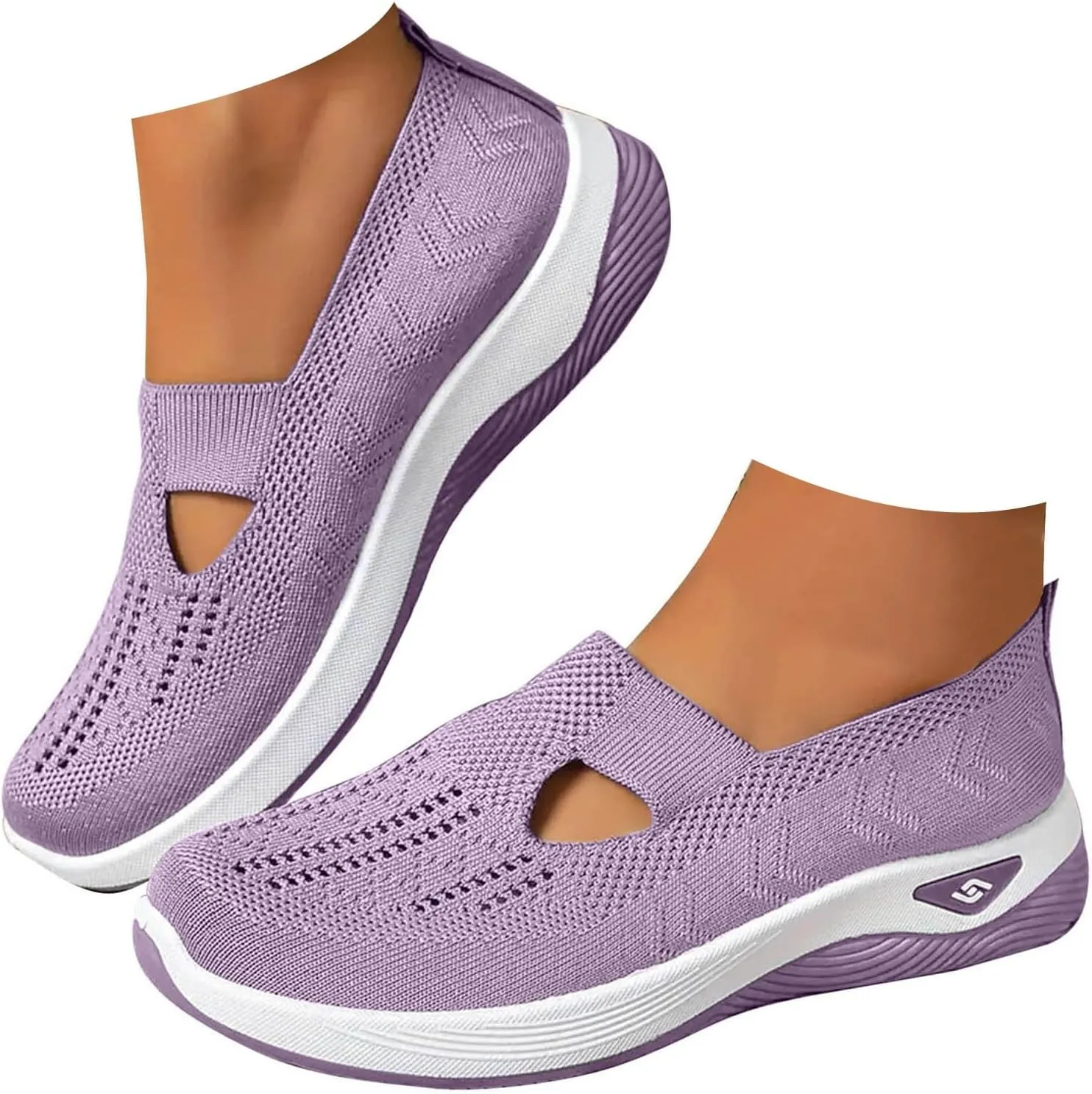 Womens Walking Shoes Slip On Sneakers Casual Comfortable Mesh Tennis Shoes Arch Support Non-Slip Orthopedic Sneakers
