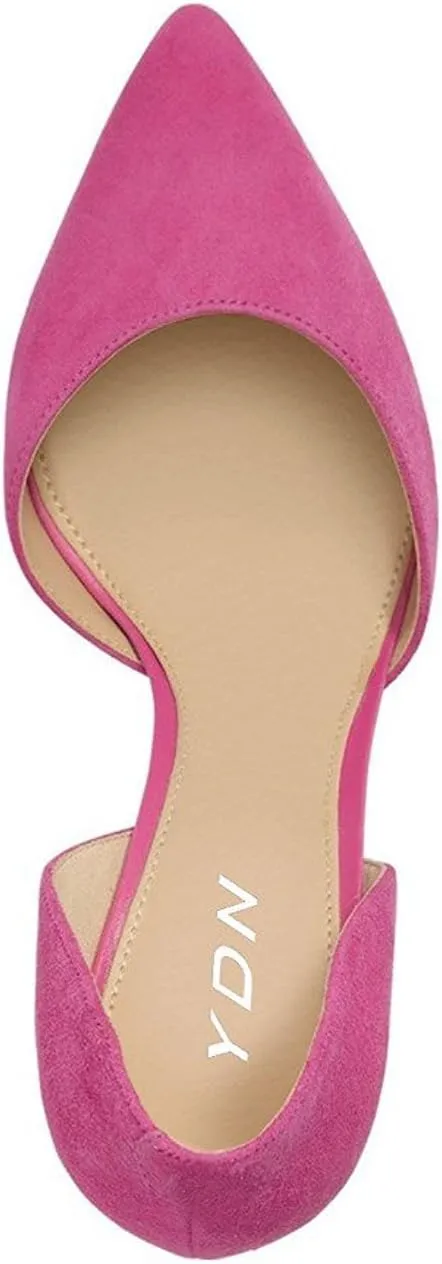 YDN Women Classic Mid Heels D'Orsay Pumps Suede Pointed Toe Slip On Dressy Stilettos Shoes Size 4-16