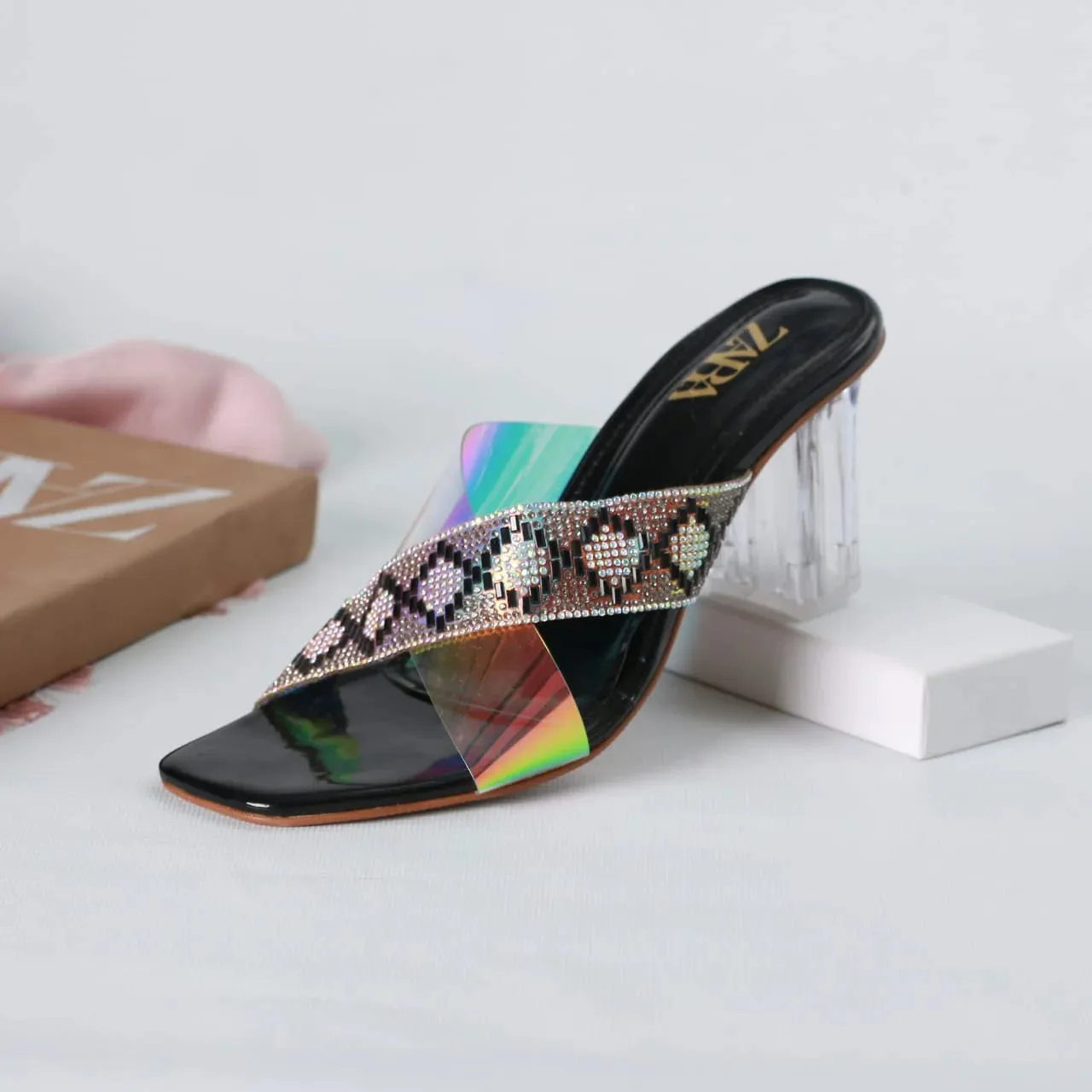 ZARA TRANSPARENT HEELS - GOLDEN