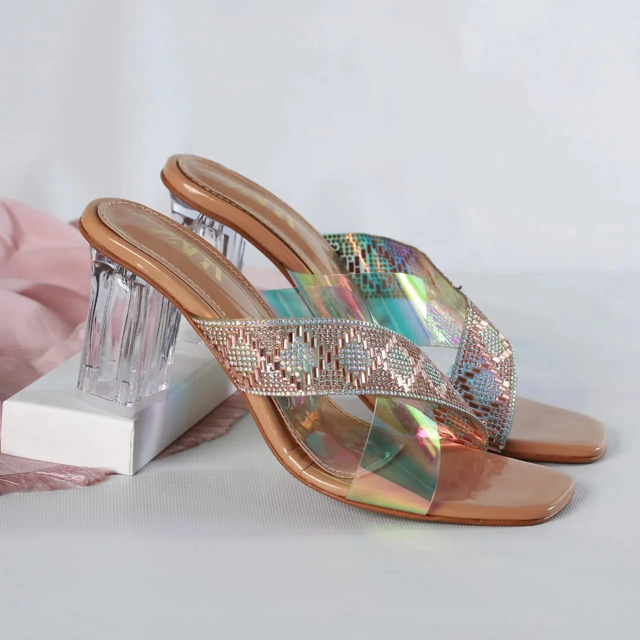 ZARA TRANSPARENT HEELS - GOLDEN